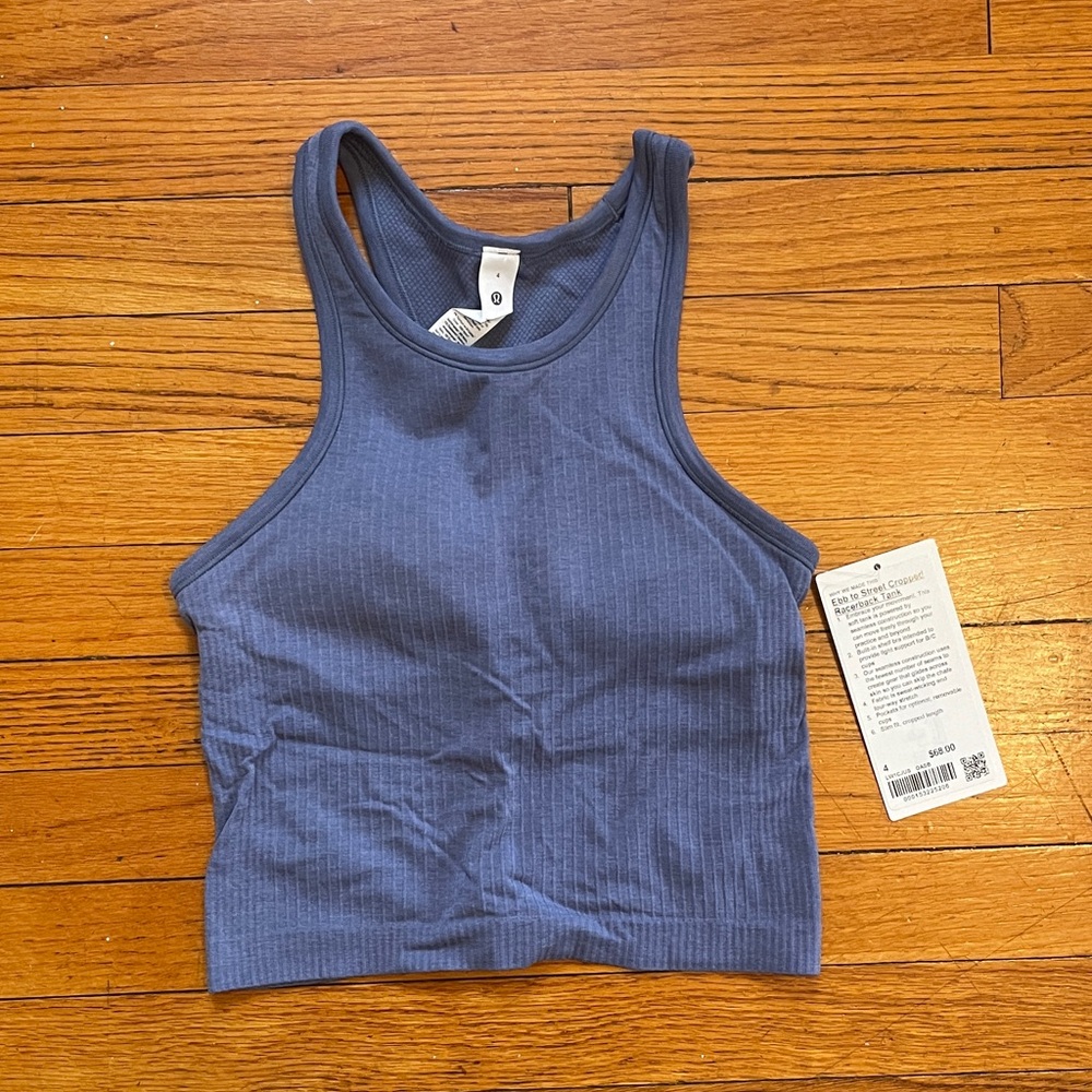Ebb to Street Cropped Racerback Tank Top Light Support, B/C Cup, Blue Size 4